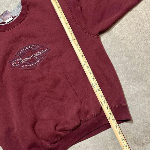 Vtg y2k Champion Men's Burgundy Red Crewneck Sweatshirt Size Medium - Picture 7 of 8